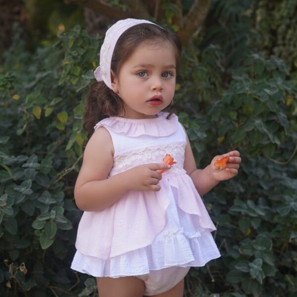 Vestido bebé niña con gorro y braguita