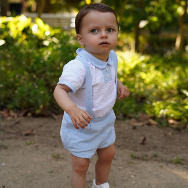 Conjunto de bebe verano Dbb collectcion blanco y celeste
